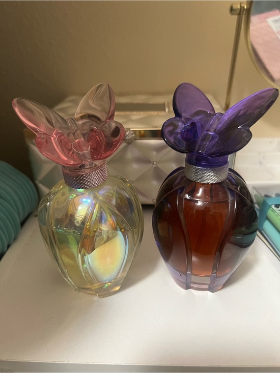 Other - Iridescent Pink and Purple Glass Perfume Bottles - Decorative Home Accent
